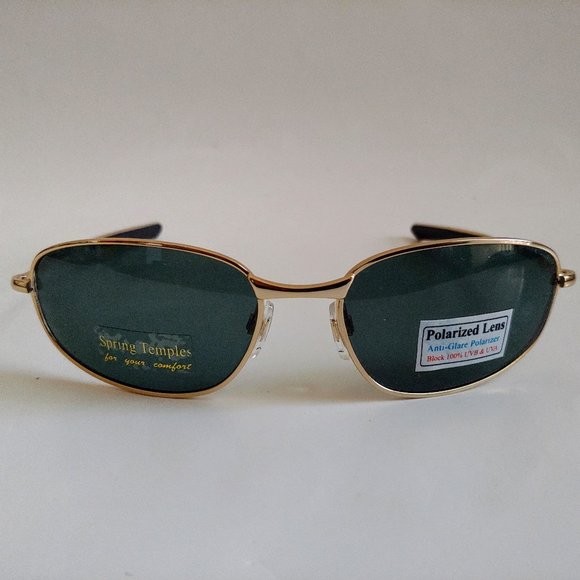 NWT Vintage 90's Rectangle Metal Sports Polarized Sunglass (S.Gold) - Picture 1 of 4